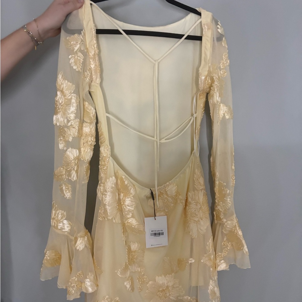 Floral Sheer Yellow Dress